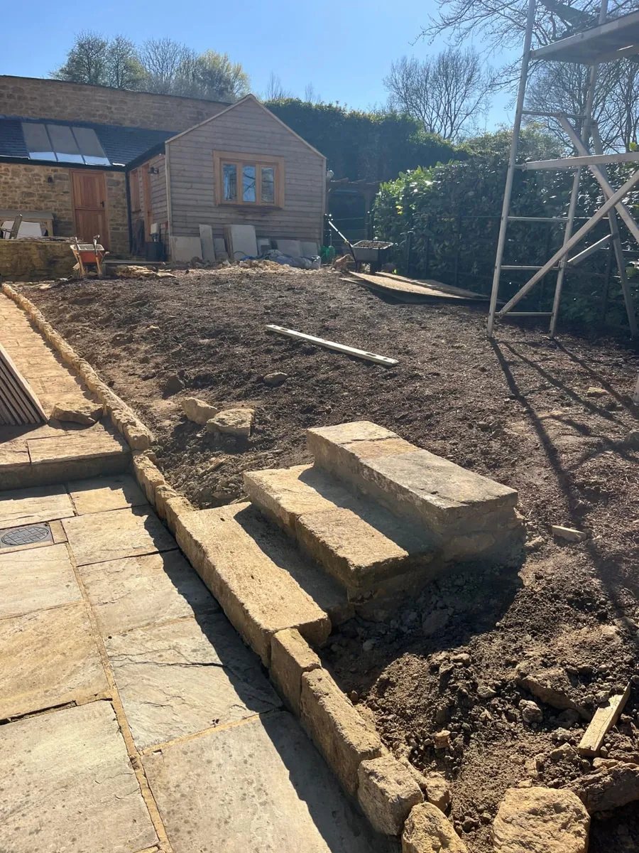 Terrace and garden steps taking shape during groundworks